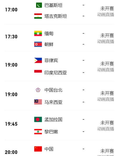 中国足球赛程世界杯预选赛时间